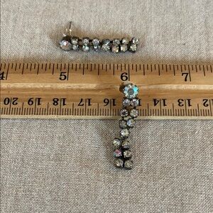 Vintage Silver & Crystal Drop Twist Earrings